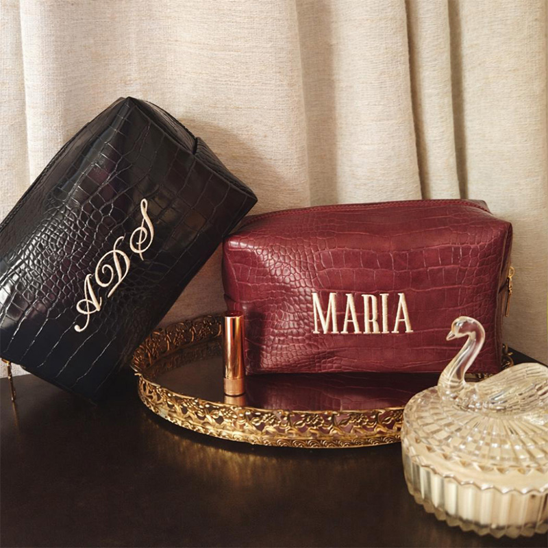 Travel Accessories Ideas - Bolsa de Maquiagem Croc Bordada Personalizada,